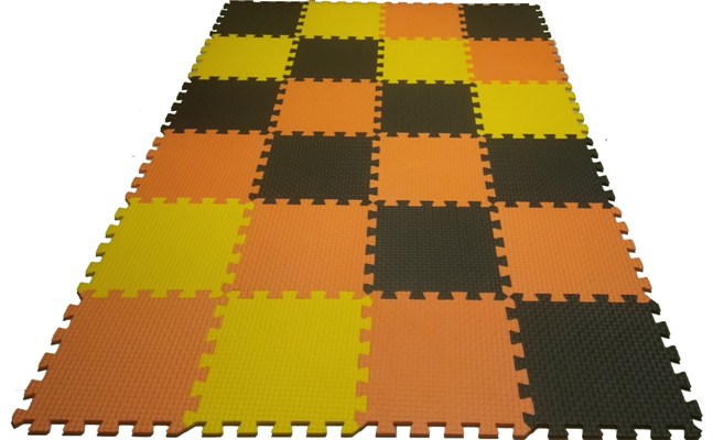 Коврик пазл конструктор, 33см * 0.9см, мягкий пол, оранжевый, жёлтый, коричневый